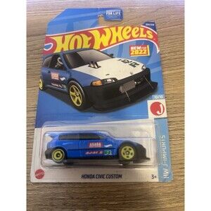 Hot Wheels Honda Civic Custom HW J-Imports 1:64 Blue Yellow Diecast Car 2021